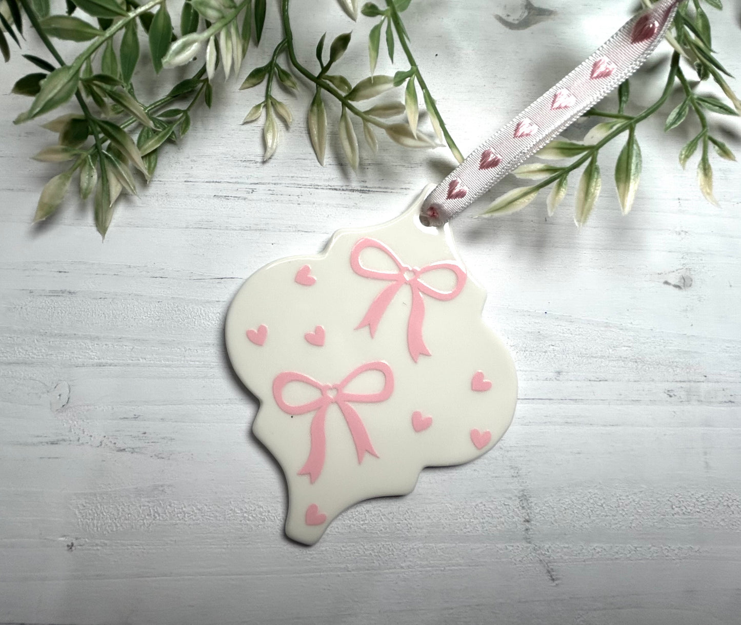Ceramic Coquette Christmas Ornament