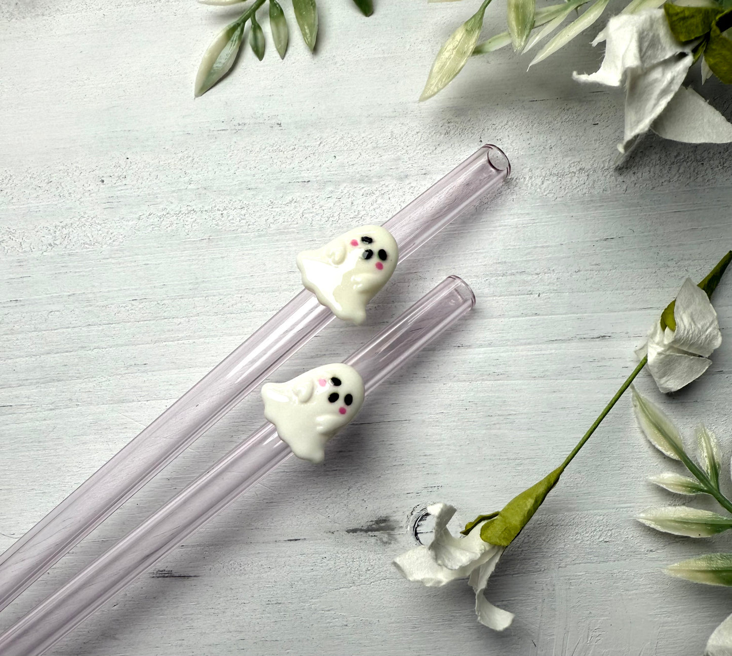 Pink Ghost Glass Straw