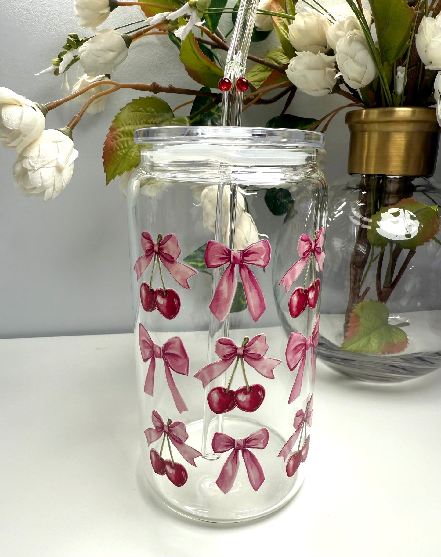 Cherry & Bows W/Cherry Straw