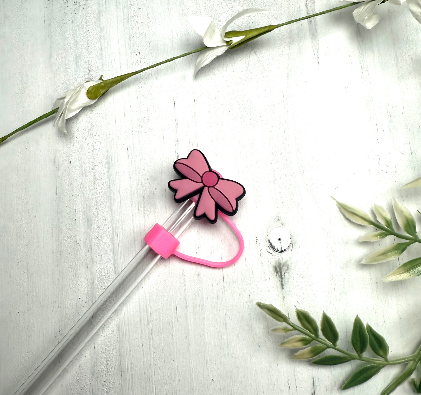 Pink Bow 8mm Straw Topper