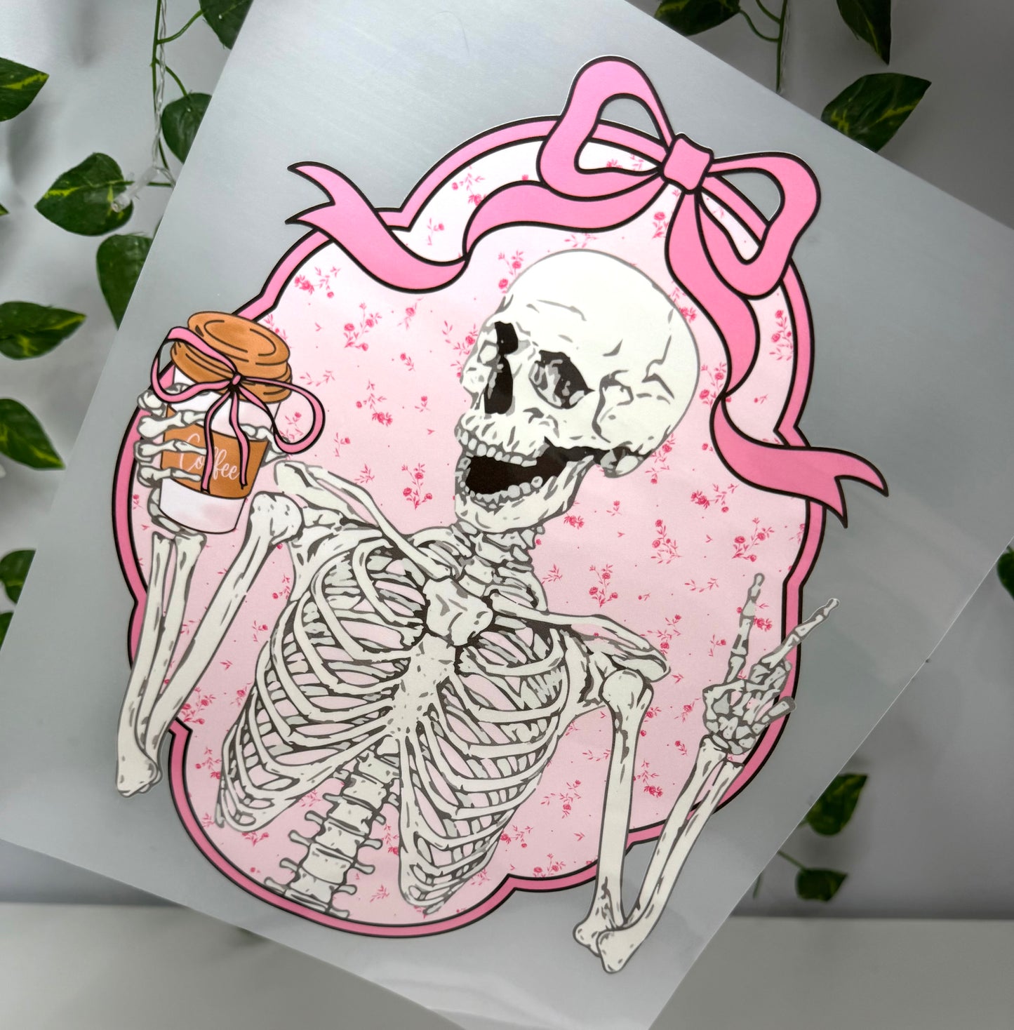 Pink Bow Skeleton DTF