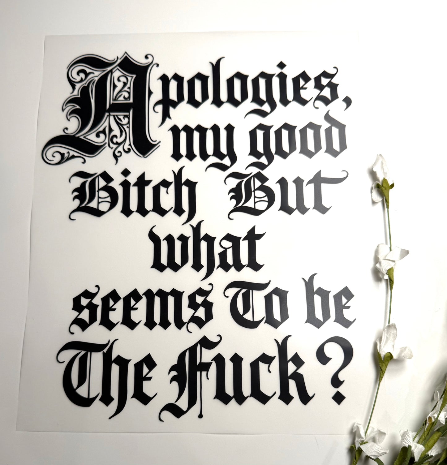 Apologies Single Color DTF