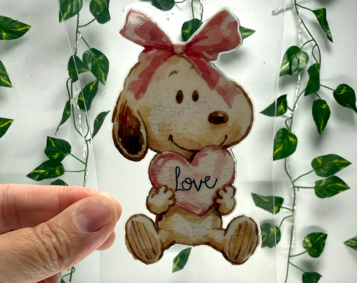 V-day Pink Love Pup 4” Inch Double Sided UVDTF