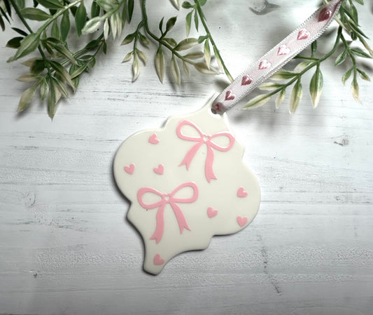 Ceramic Coquette Christmas Ornament