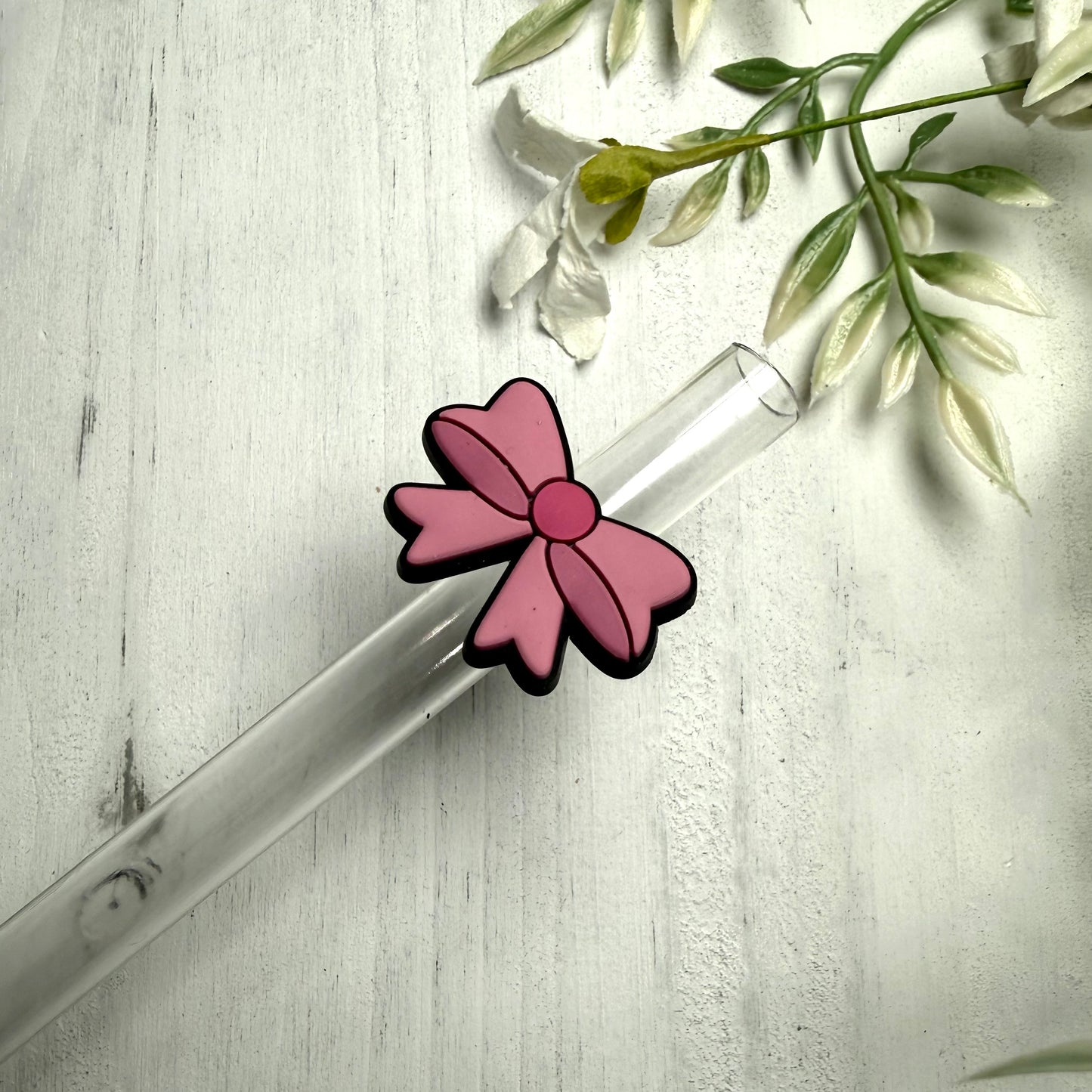 Pink Coquette Bow 10mm Straw Topper