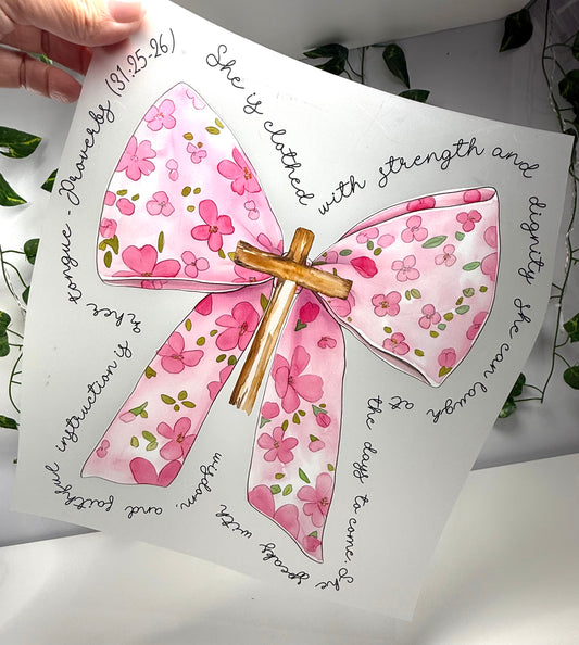 Pink & Gold Cross Coquette DTF