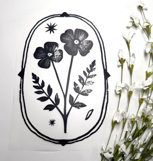 Vintage Flowers Single Color DTF