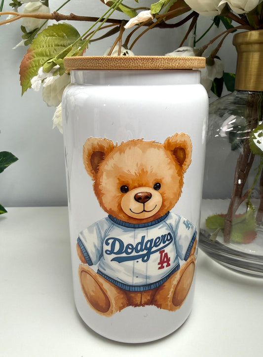 L.A Dod Bear 16 Oz Glass Cup