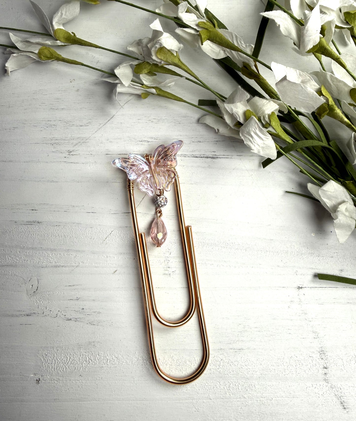Pink Butterfly Jumbo Paper Clip (Handmade)