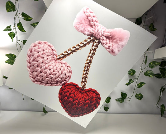 V-Day Crochet Pink & Red Cherrys DTF