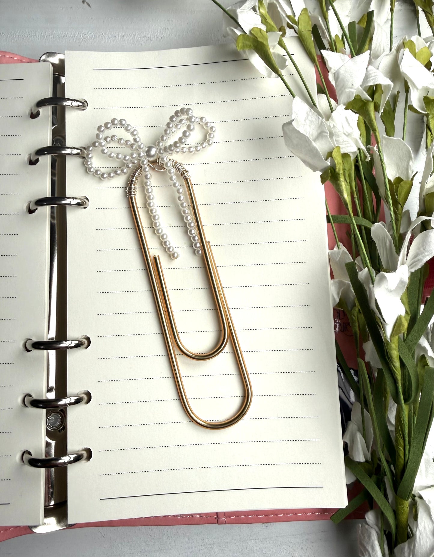 Pearl Bow Jumbo Paper Clip (Handmade)
