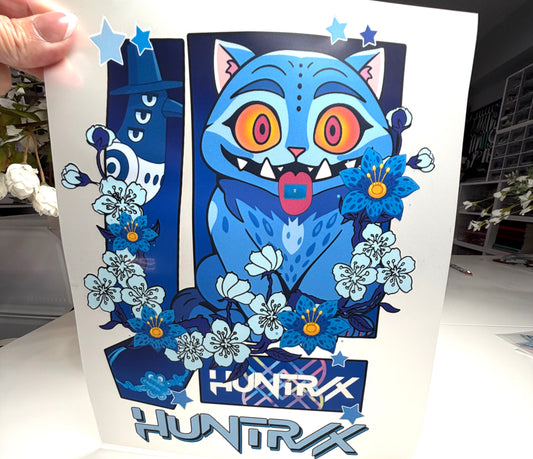 Blue Cartoon Cat DTF