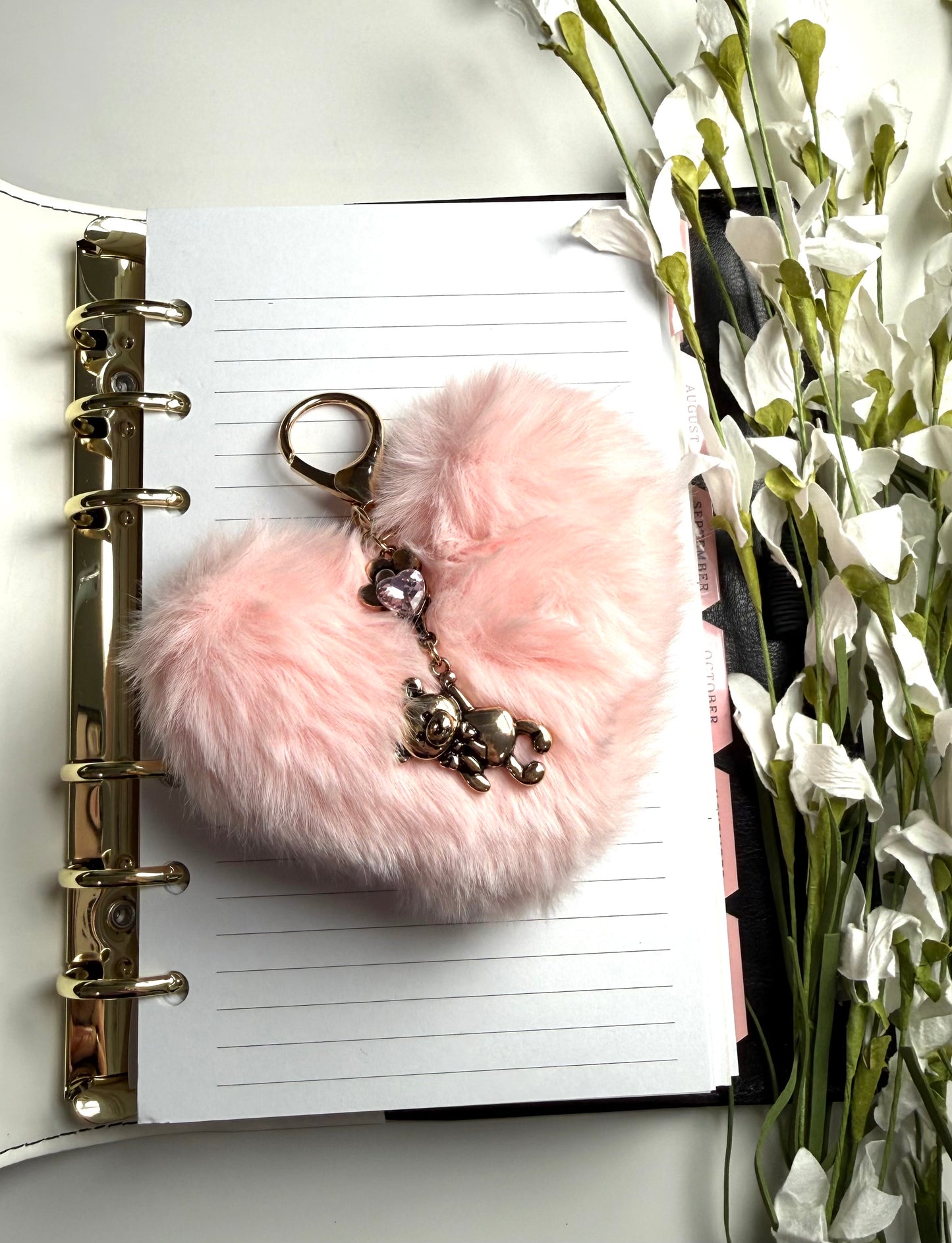 AnnaSophia Teddy Bear 🧸 Heart Puff Keychain (Handmade)