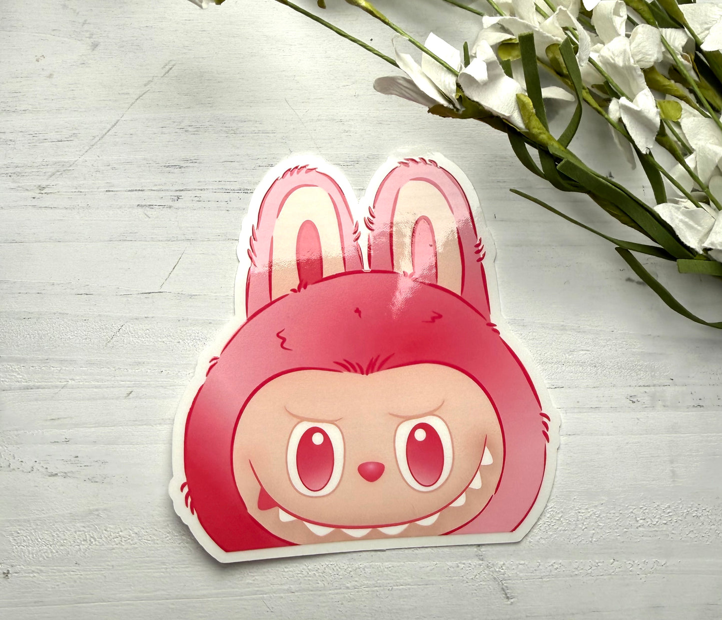 Dark Pink Peek-A-Boo Bubu Waterproof Sticker