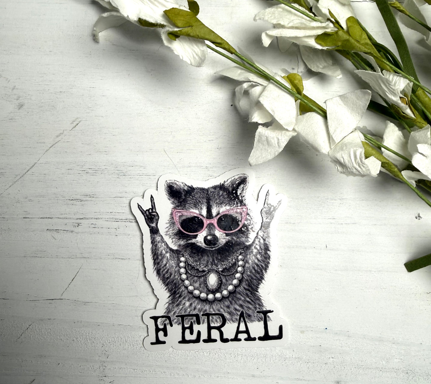 Feral Raccoon Waterproof Sticker