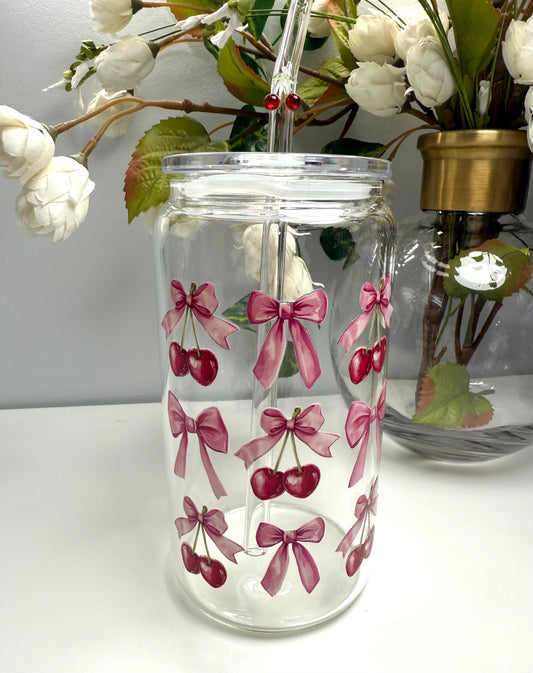Cherry & Bows W/Cherry Straw