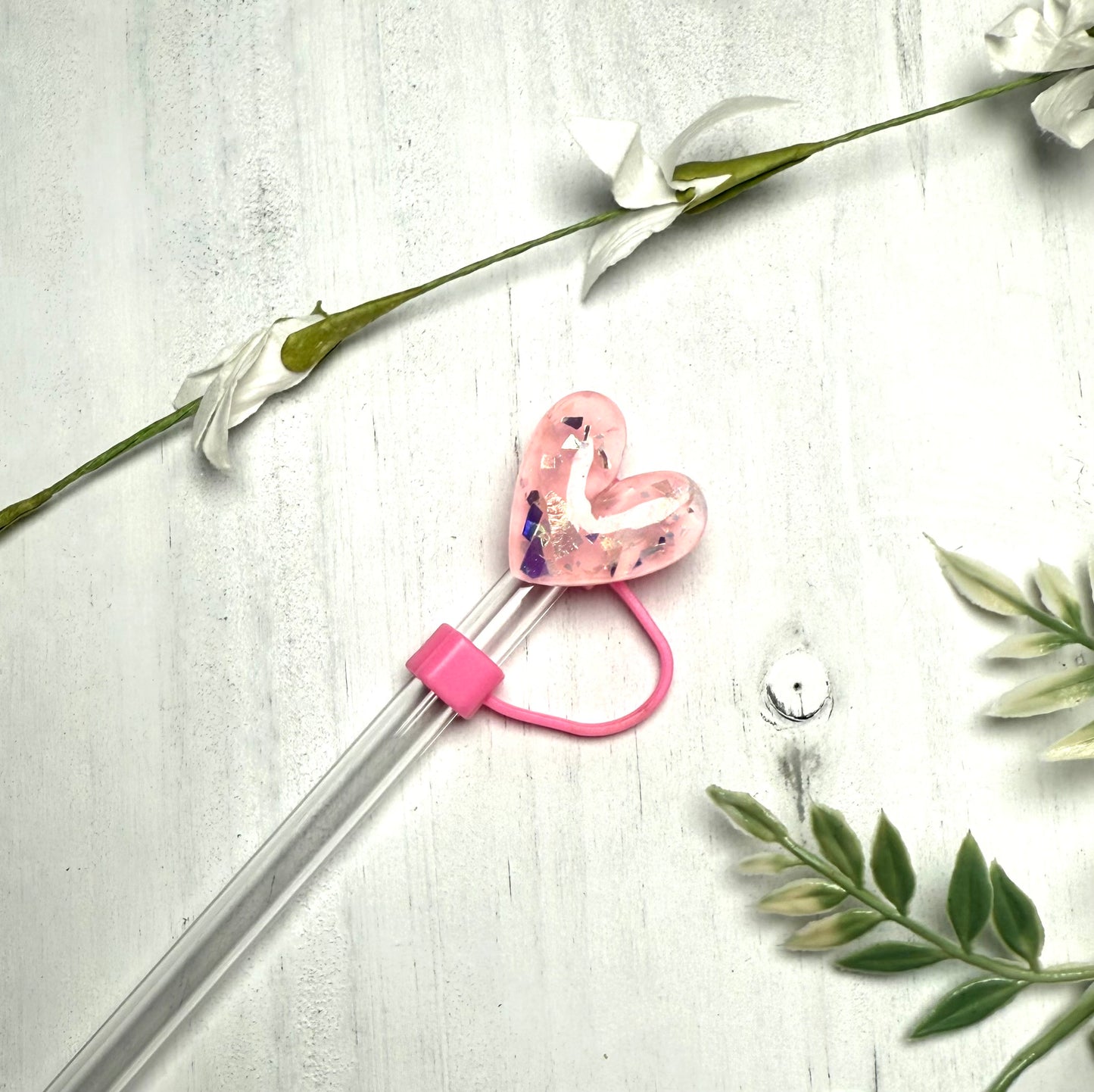 Light Pink Sparkle 8mm Straw Topper