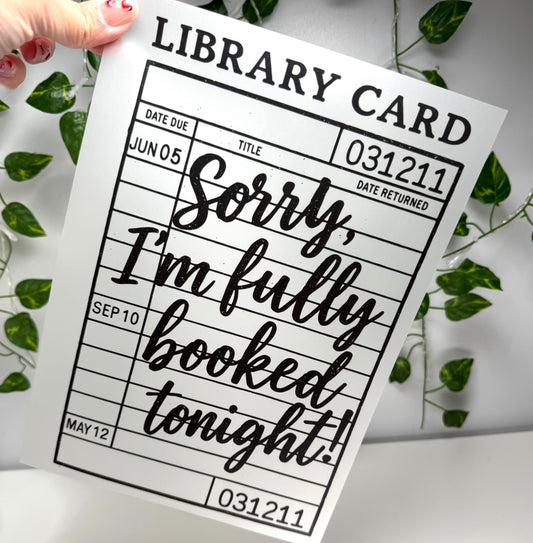 Library Card DTF Single Color