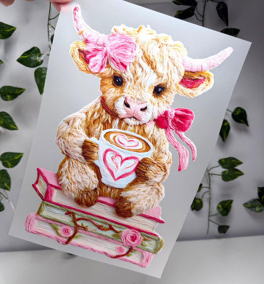 Pink Books & Cow DTF