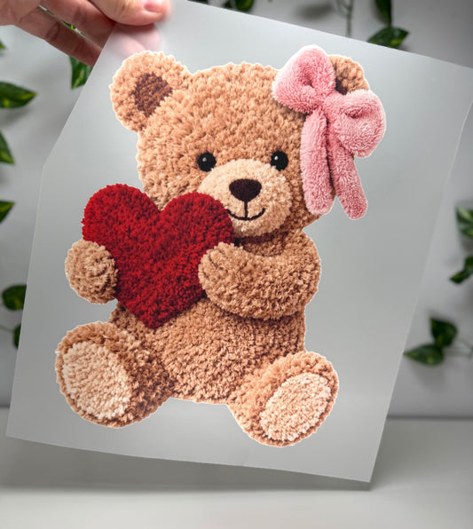 V-Day Teddy Bear Red Heart DTF