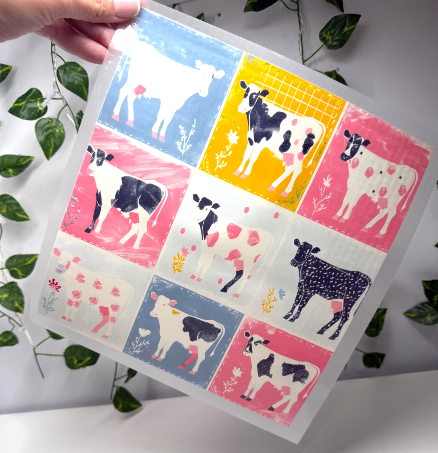 Colorful Pattern Cows DTF