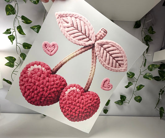 V-Day Crochet Pink Cherrys DTF