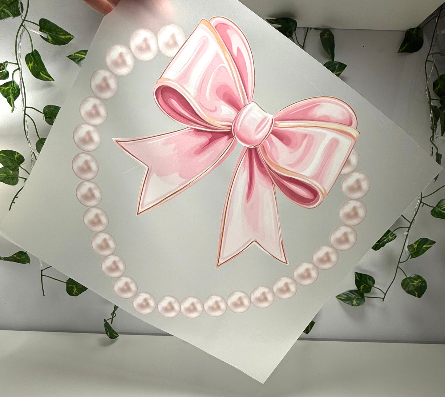 V-day Bow W/Pearls DTF