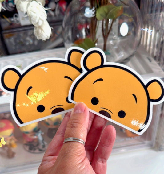 Bear Peek A Boo Waterproof Sticker