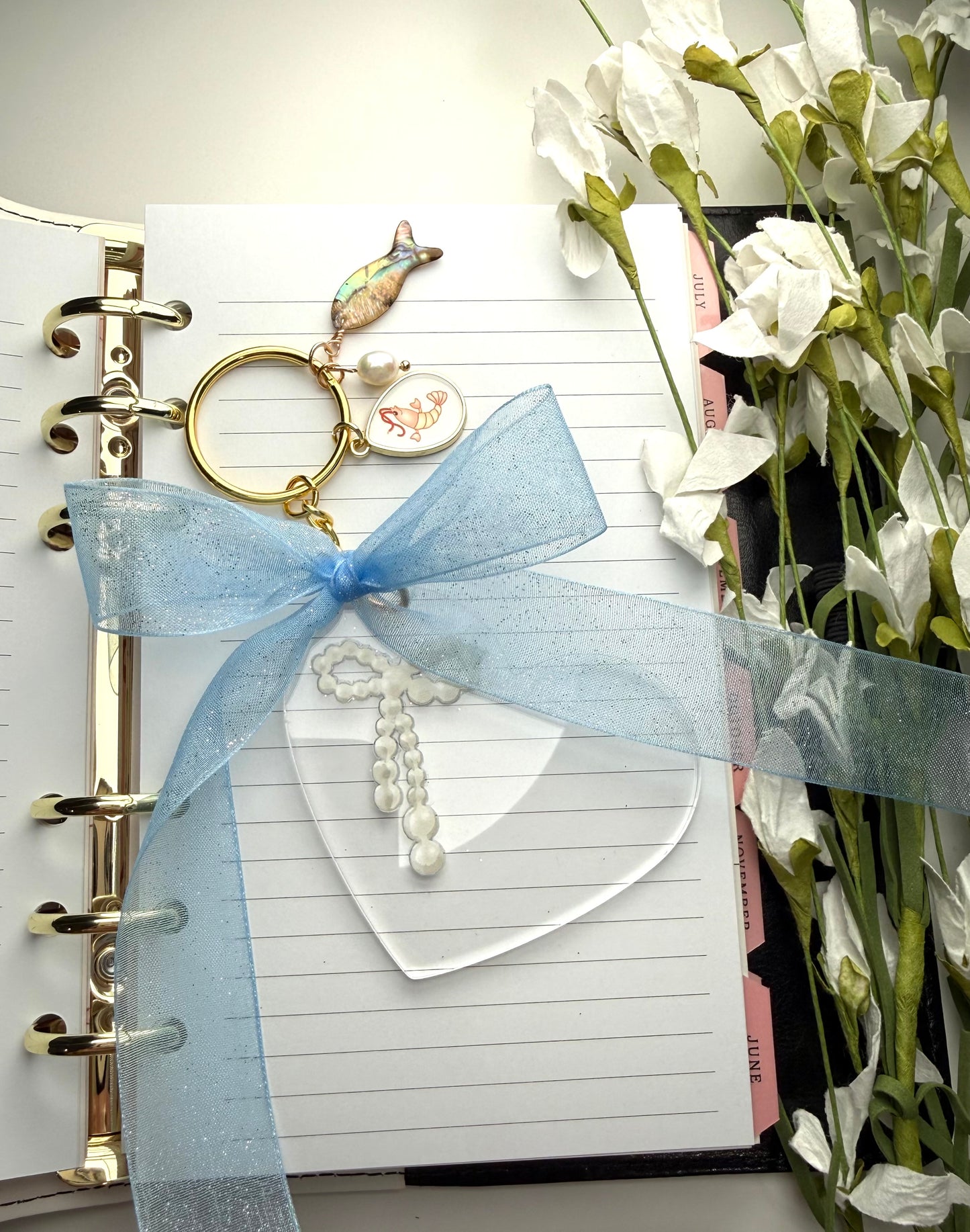 Heart of Pearls Keychain-Handmade