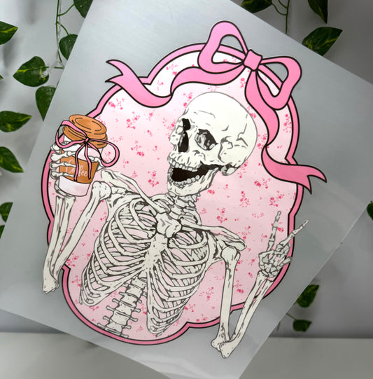 Pink Bow Skeleton DTF