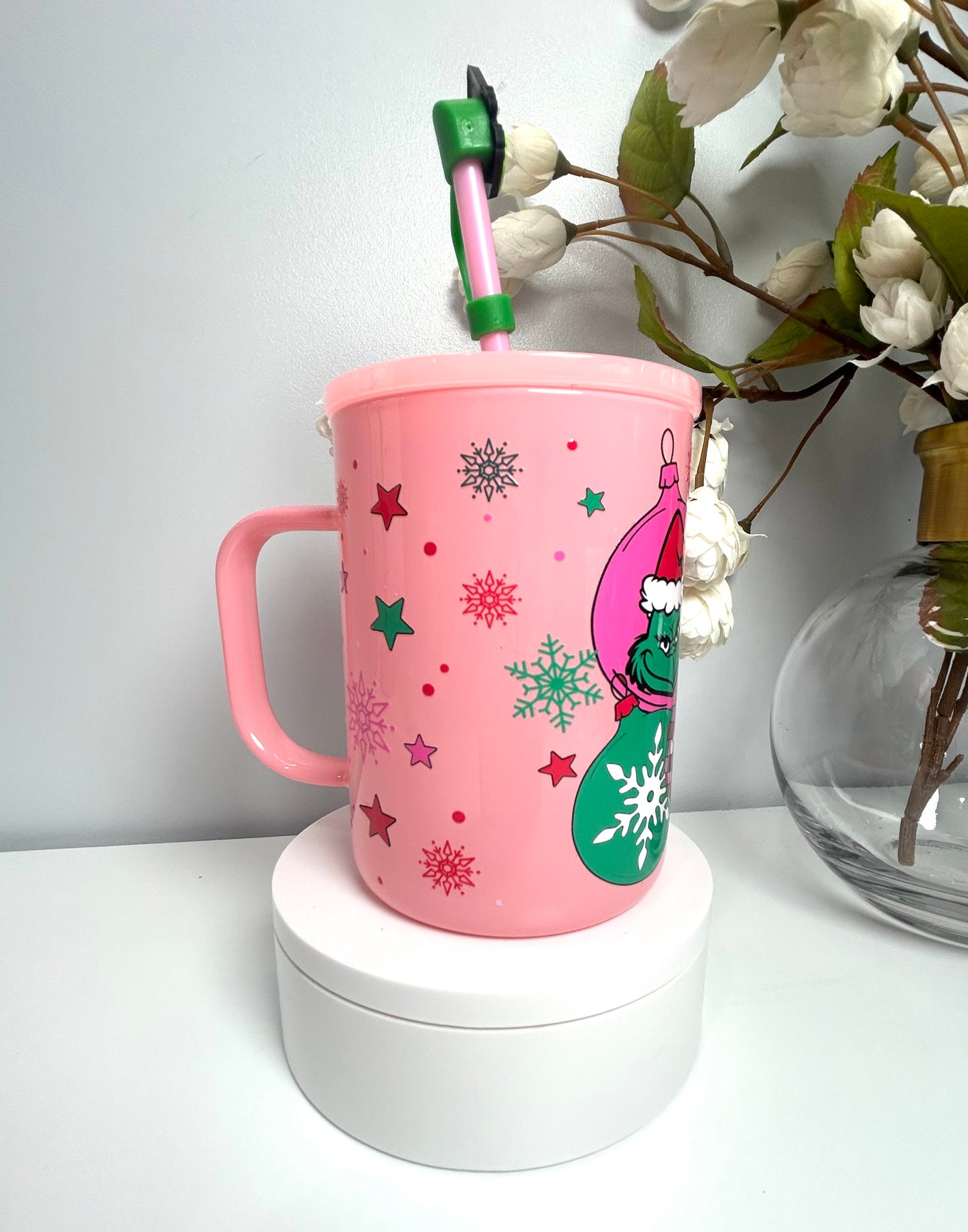 Pink grinch mug