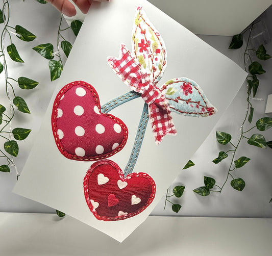 V-Day Fabric Cherry Hearts DTF