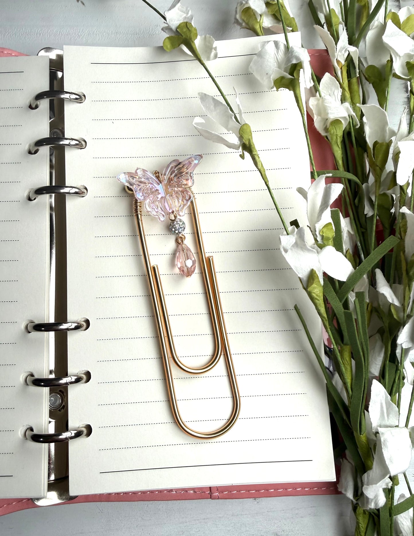 Pink Butterfly Jumbo Paper Clip (Handmade)