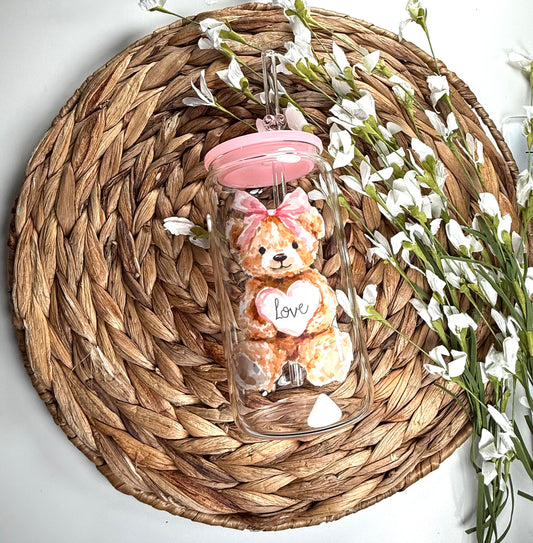 AnnaSophia Teddy Bear 🧸 Glass Cup 16oz