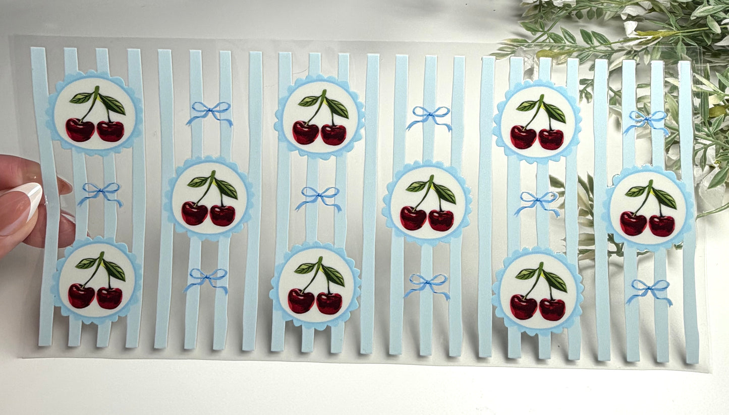 Blue Vintage Cherry UVDTF