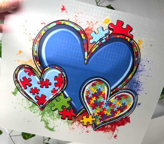 Puzzle Hearts Autism DTF