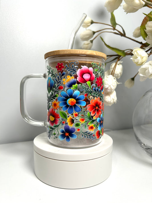 Floral Glass Mug