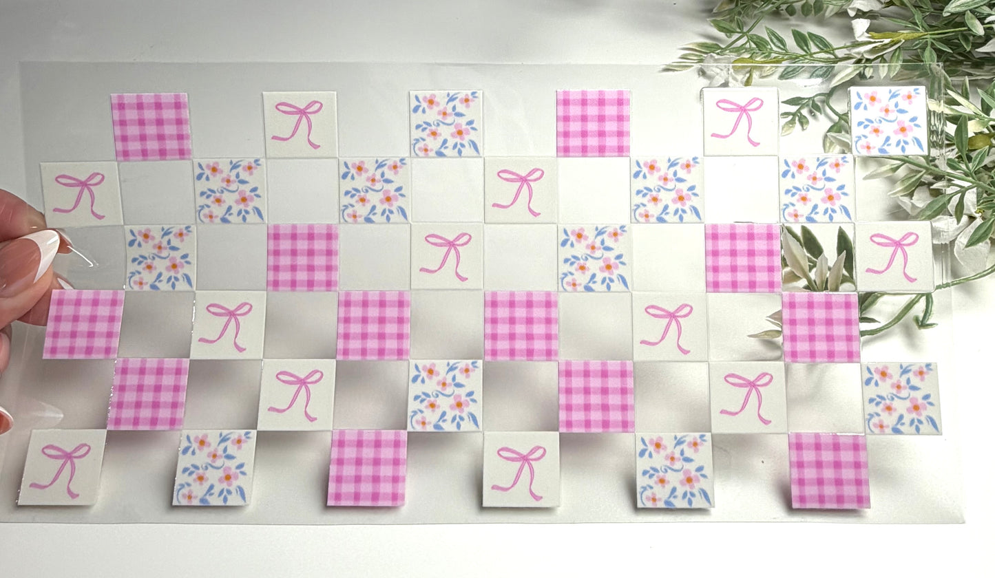 Vintage Pink Fabric Bows UVDTF