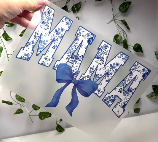 Blue Floral Mama DTF