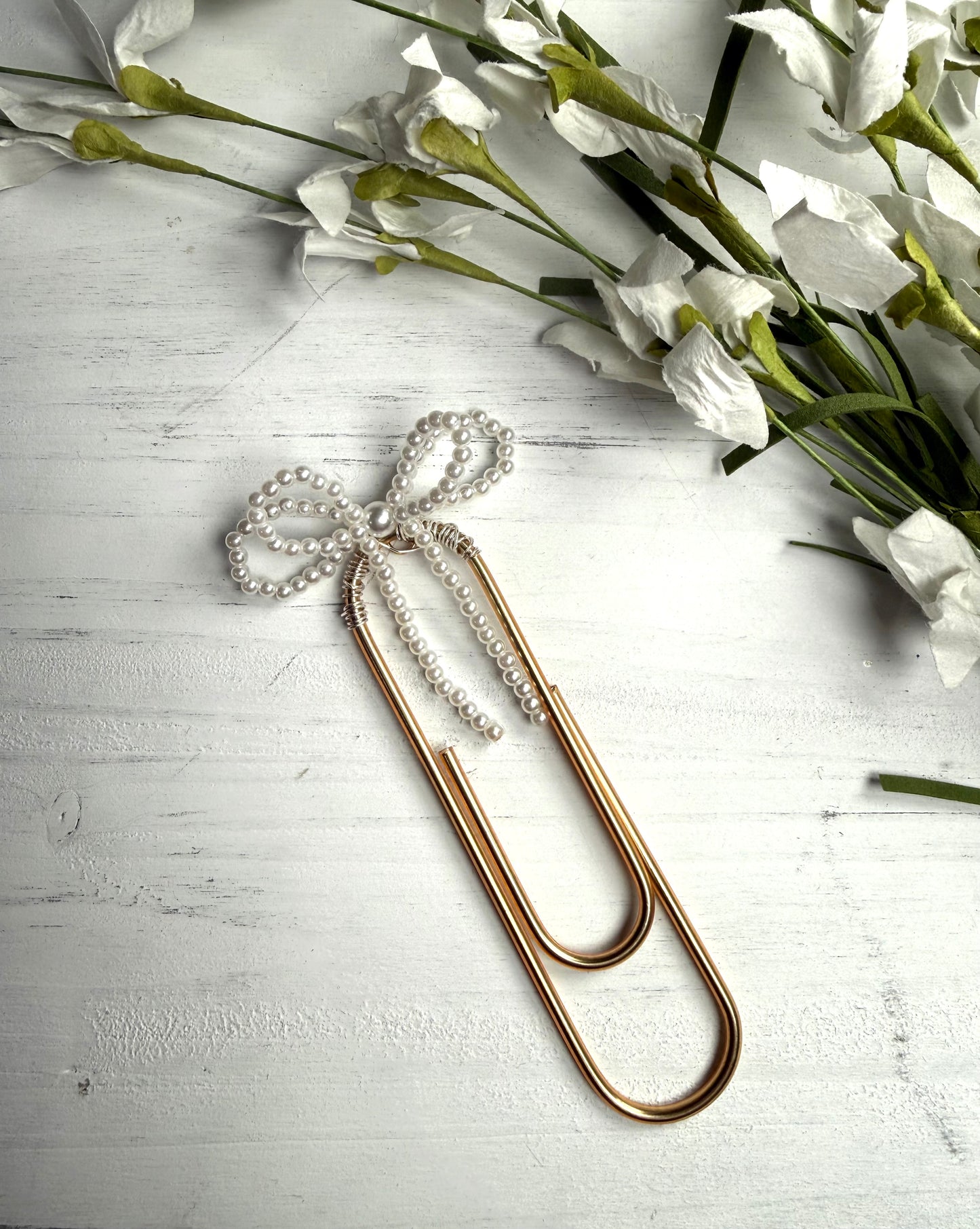 Pearl Bow Jumbo Paper Clip (Handmade)