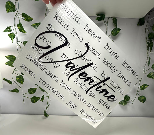 V-Day Valentine Quotes (Single Color) DTF