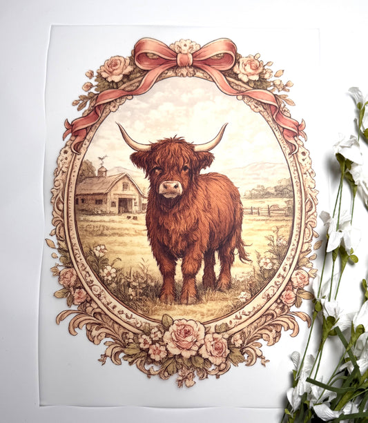Vintage Cottage Cow DTF