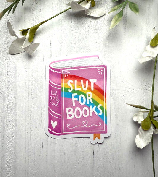 Slut For Books Waterproof Sticker