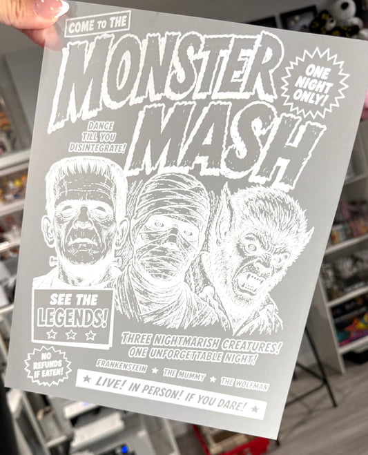 White Monster Mash (Dark Garments) Single Color DTF