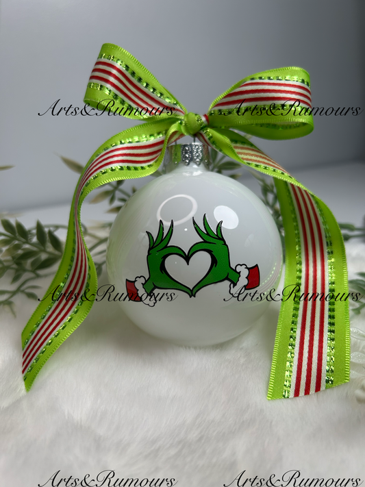 Heart grinch ornament