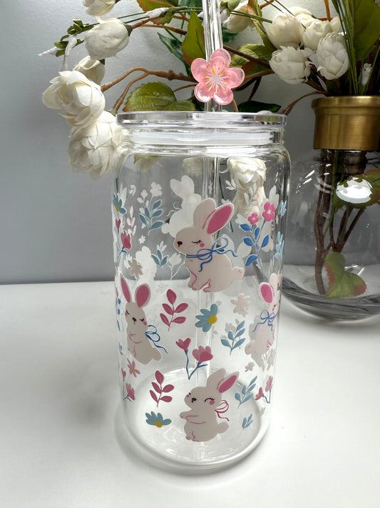 Bunny Flowers W/Cherry Blossom Straw