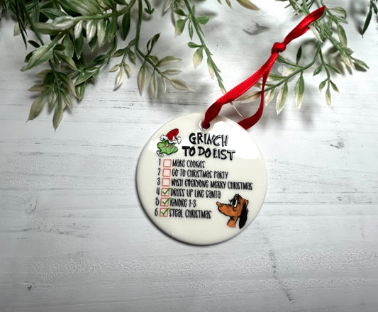 Grinch to do list Christmas ornament