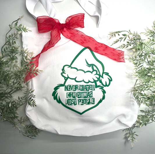 Green red bow tote bag