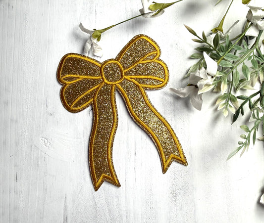 Gold Coquette Bow Patch