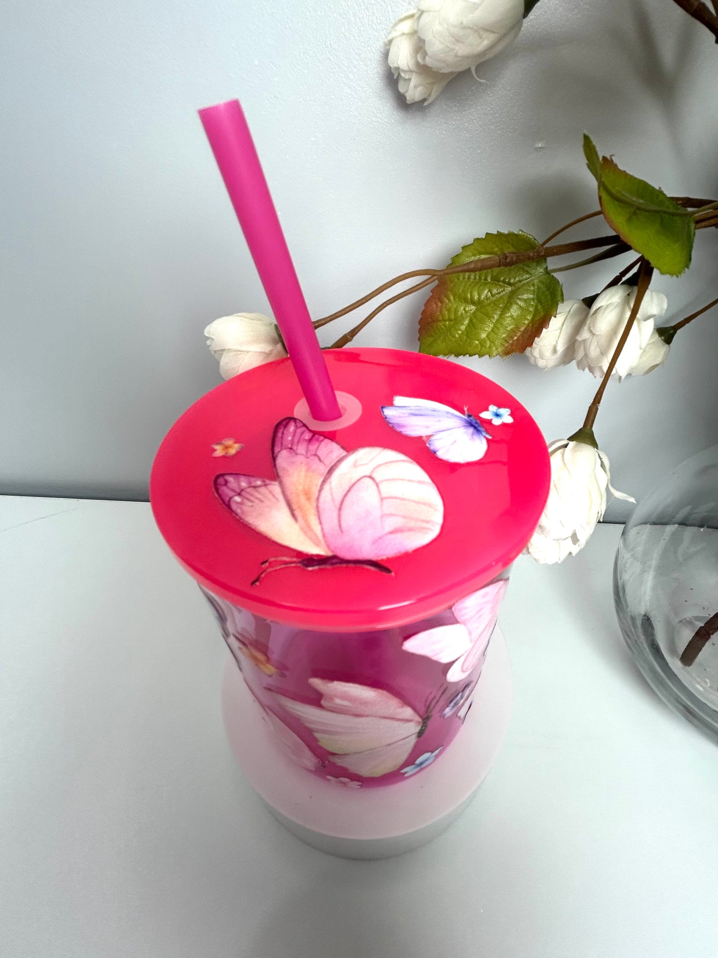 Pink butterfly mug